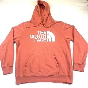 The North Face Men's Large Rust Orange Logo Pullover Hoodie Sweatshirt Outdoor